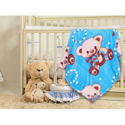 Одеяло за бебе 70/90 Мече в син цвят